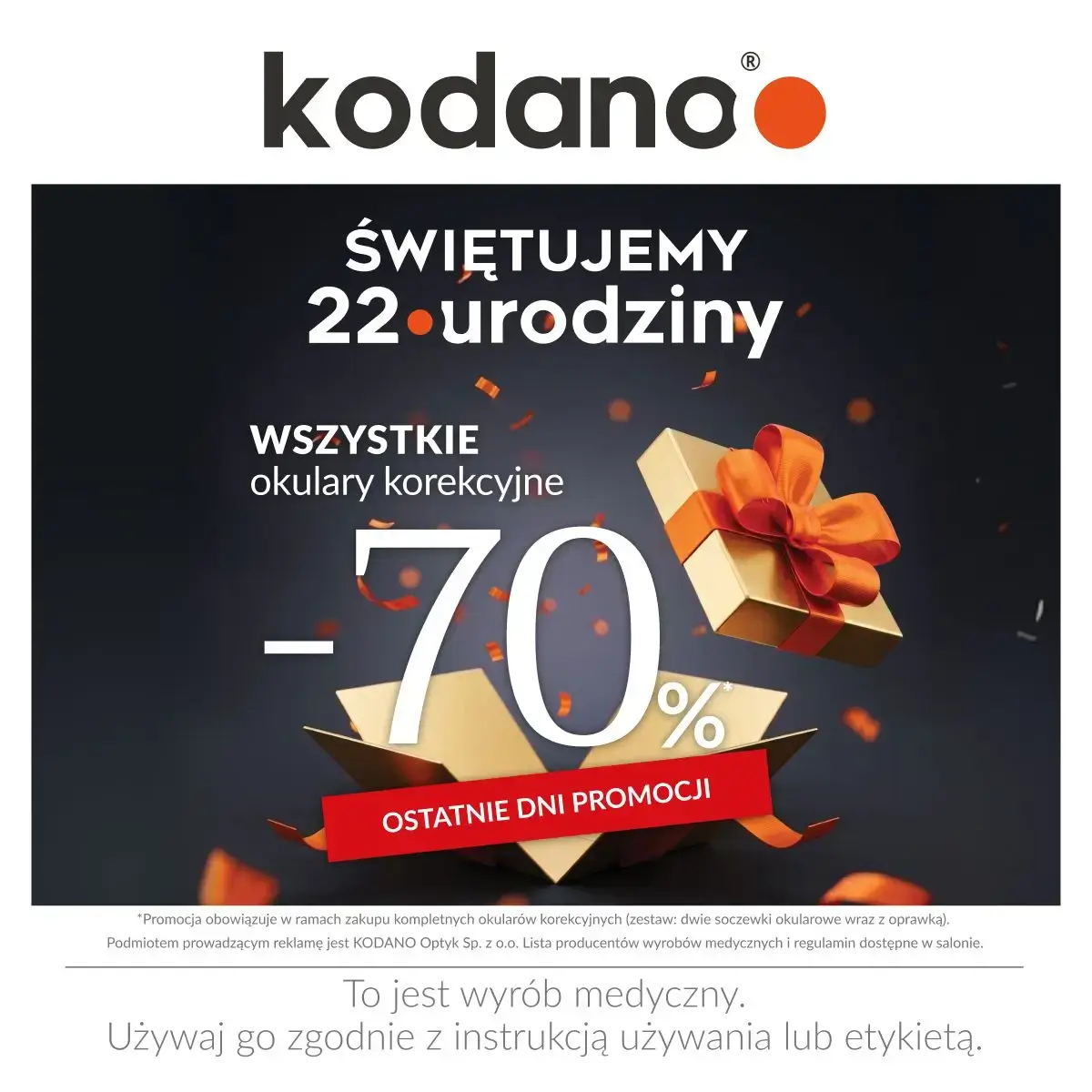 Ostatnie dni promocji! Wszystkie okulary korekcyjne 70% taniej!